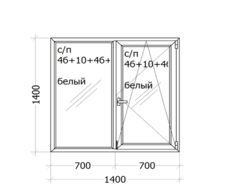 Окно WHS 60 (4-камерный профиль) 1400 x 1400 мм ( с/п 4б+10+4б+10+4и  )